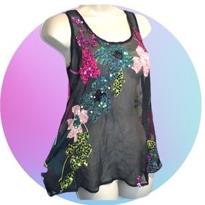 Candie’s Floral Sequins Blouse Top